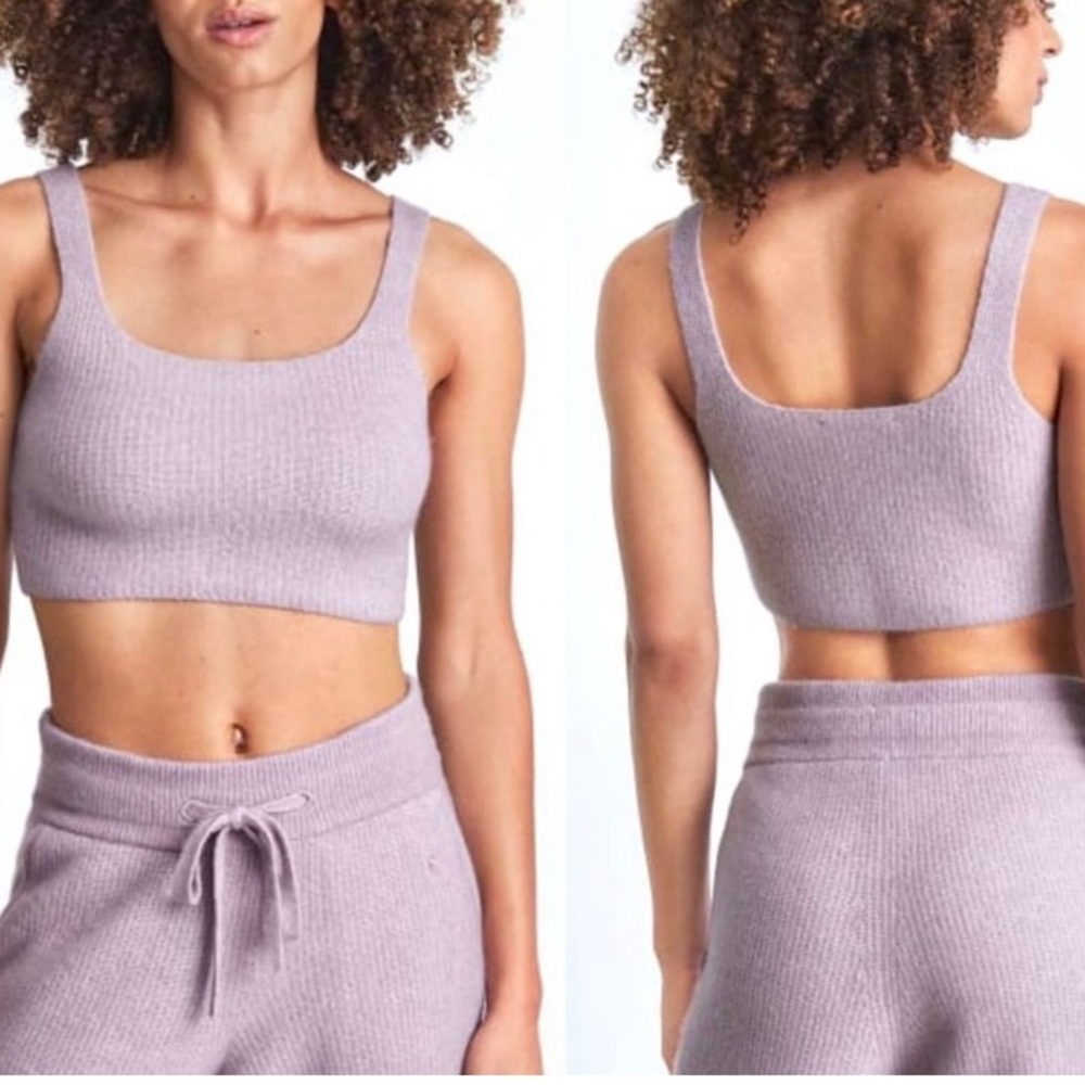 Everlane The Cozy-Stretch Crop lavender purple crop tank top